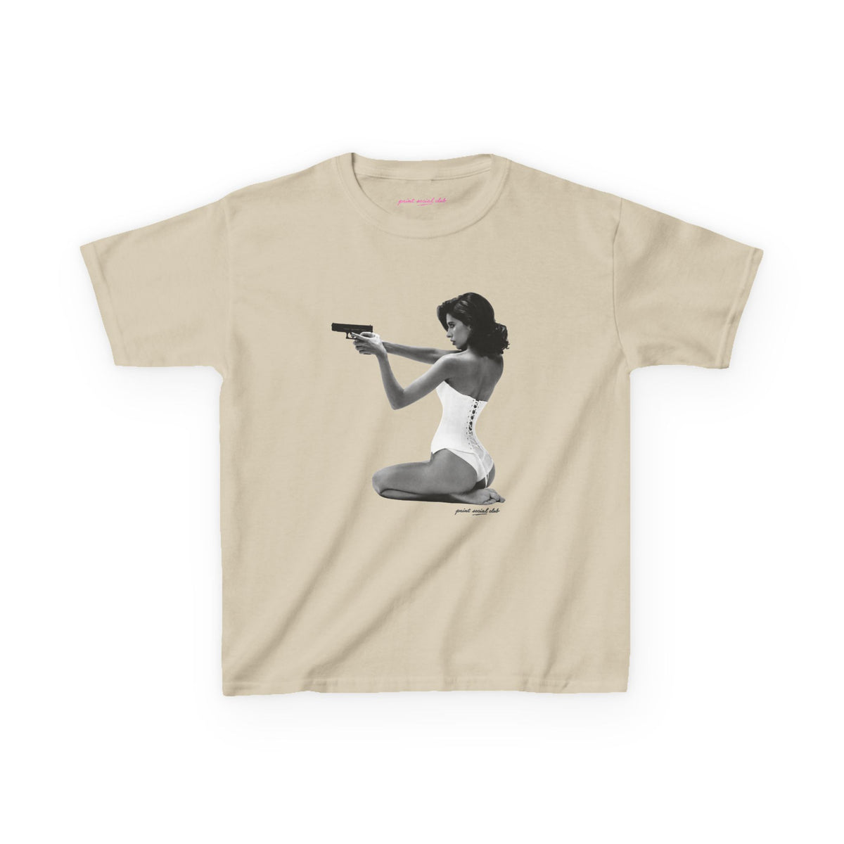 Hands-Up Baby Tee in Sand, front