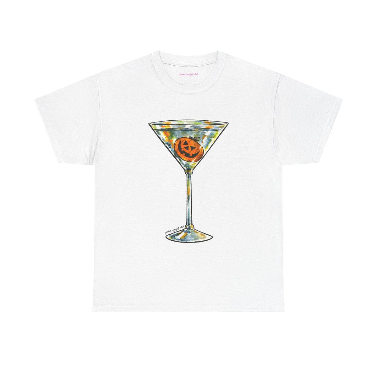 Pumpkin Martini Classic Tee in White, front