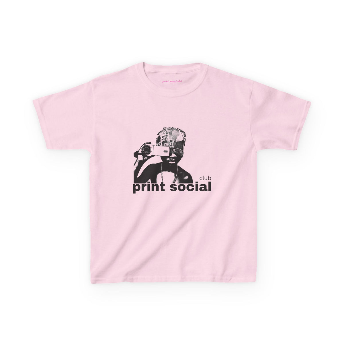 Camera Kid Baby Tee in Light Pink, front