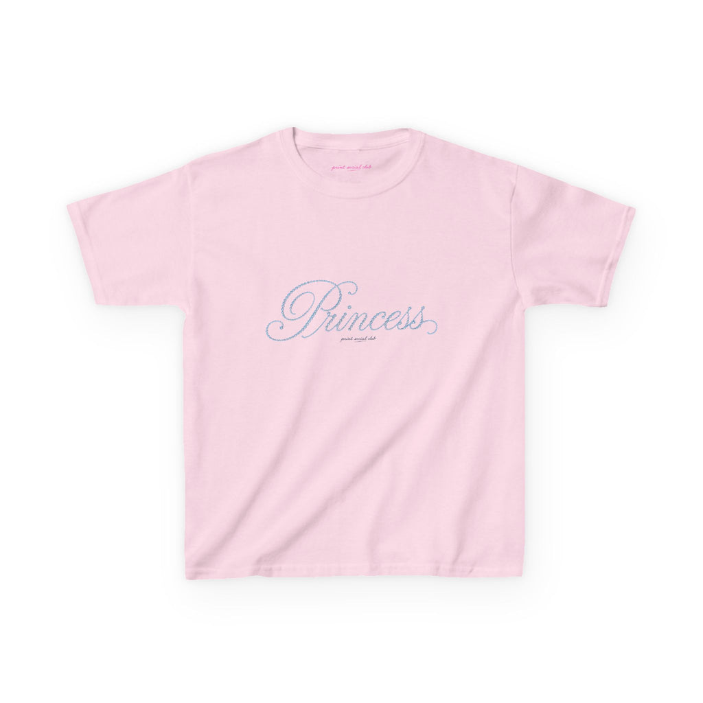 Blue Princess Baby Tee in Light Pink, front
