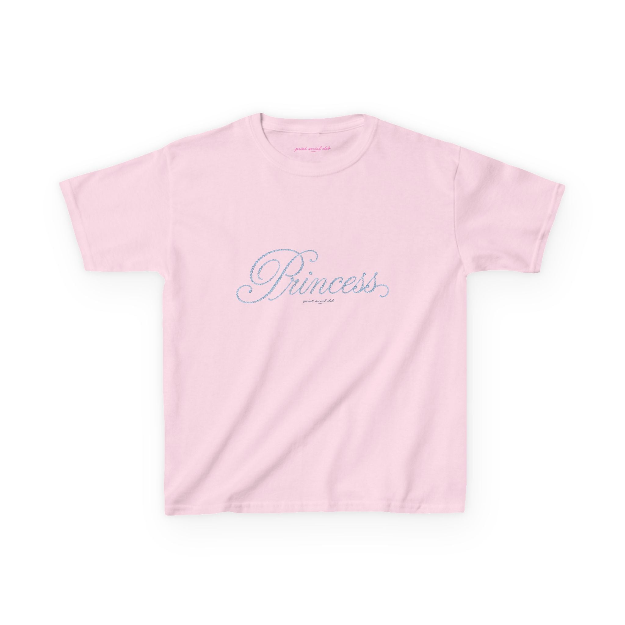 Blue Princess Baby Tee in Light Pink, front
