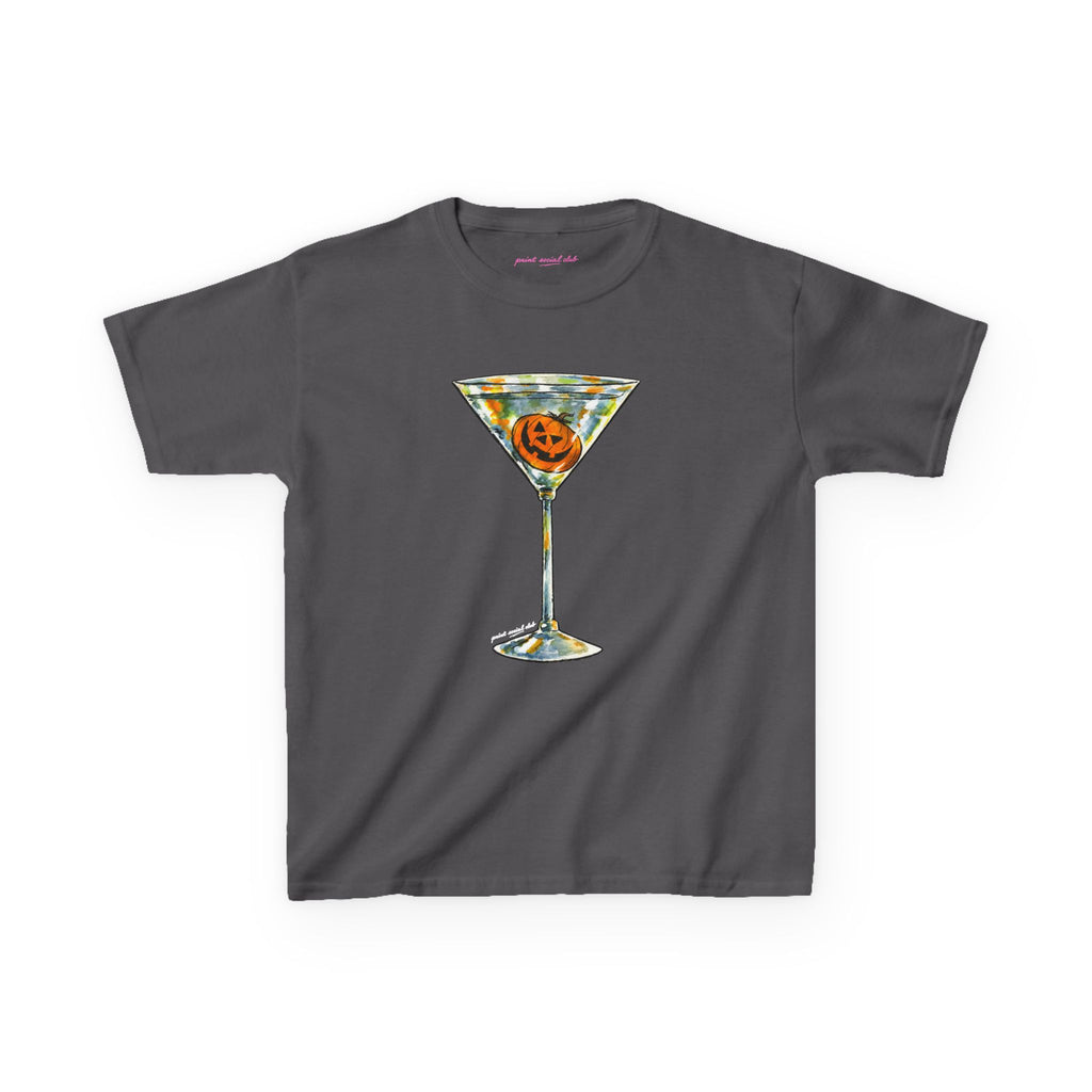 Pumpkin Martini Baby Tee in Charcoal, front