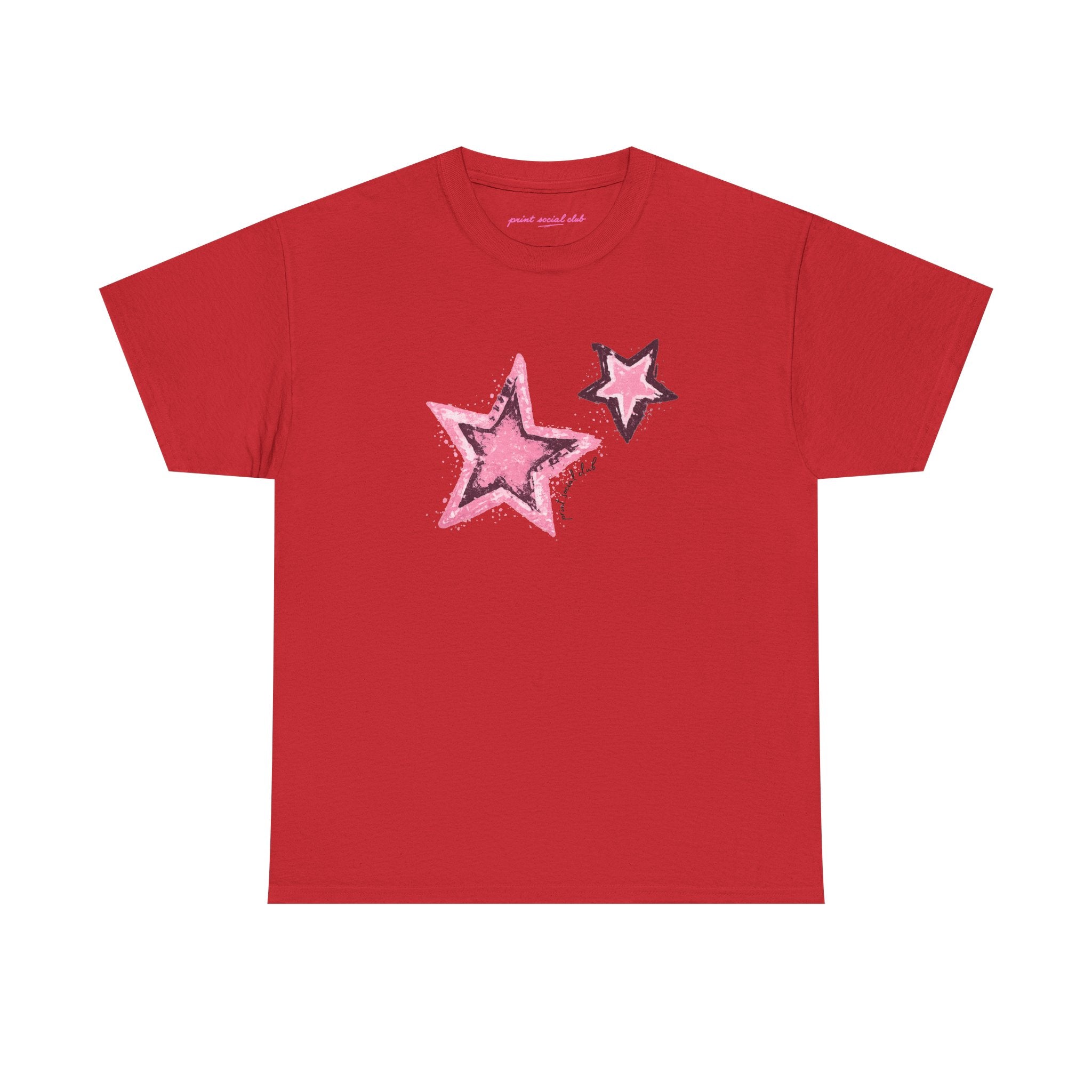Shooting Stars Pink Classic Tee in Red, front