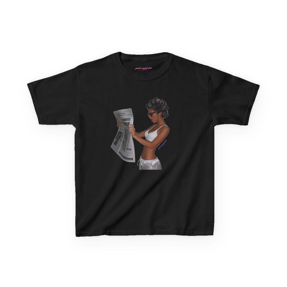 News Baby Tee in Black, front