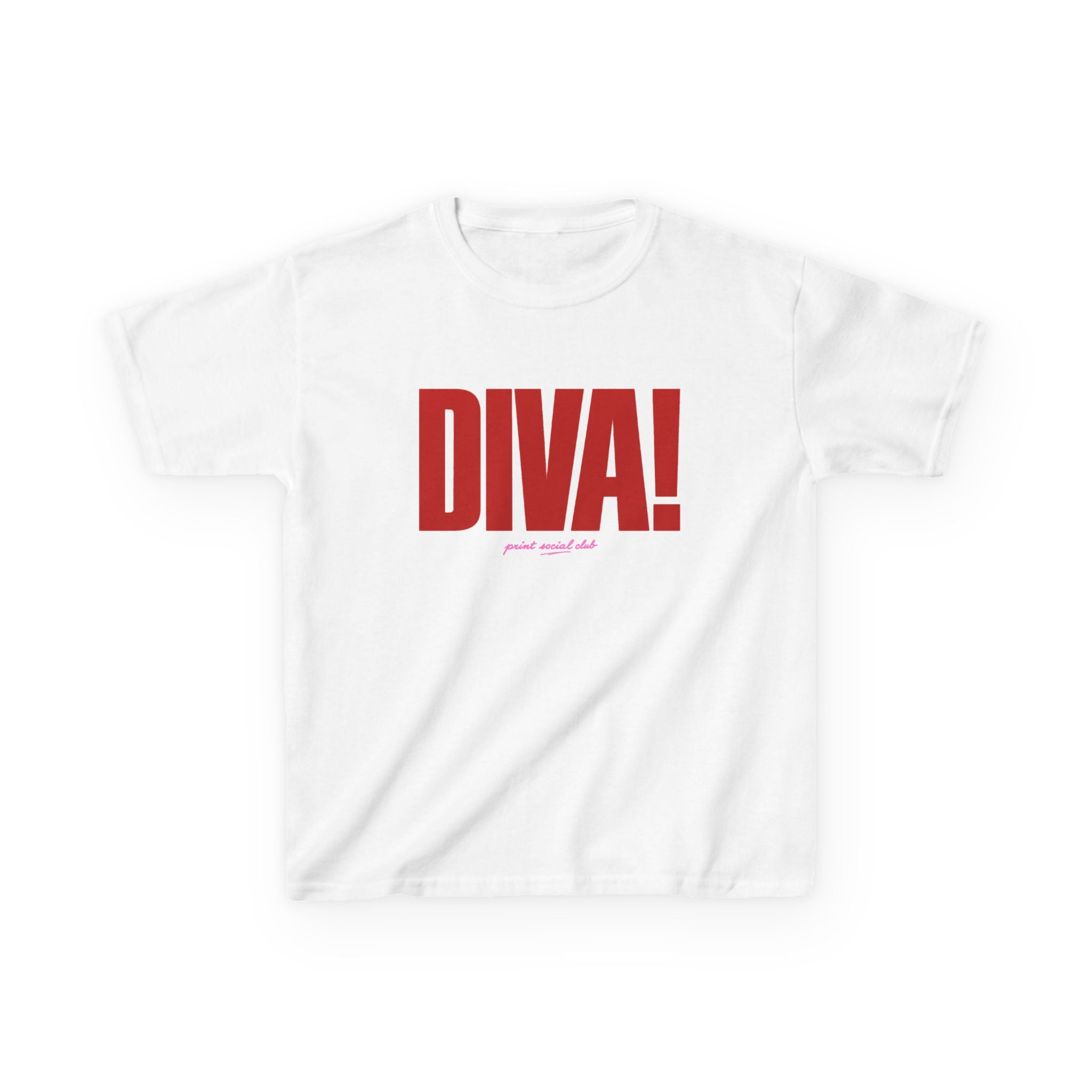DIVA! Baby Tee in White, front