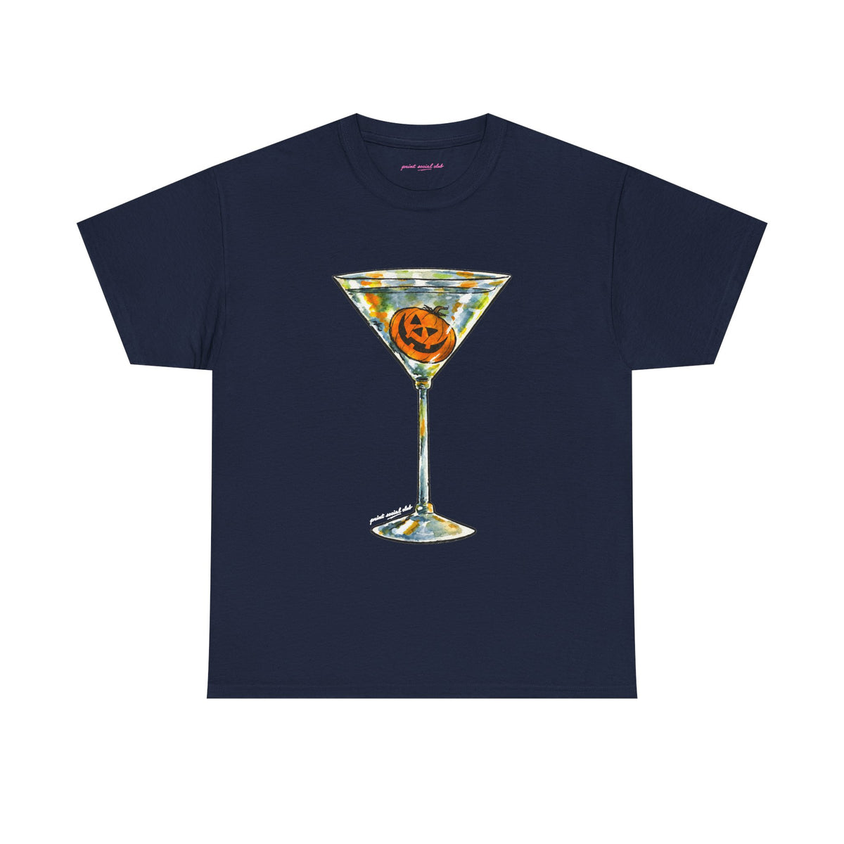 Pumpkin Martini Classic Tee in Navy, front