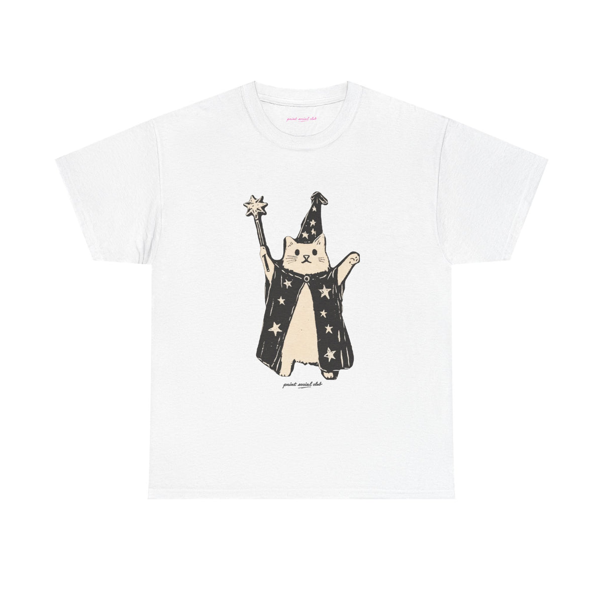 Wizard Cat Classic Tee in White, front