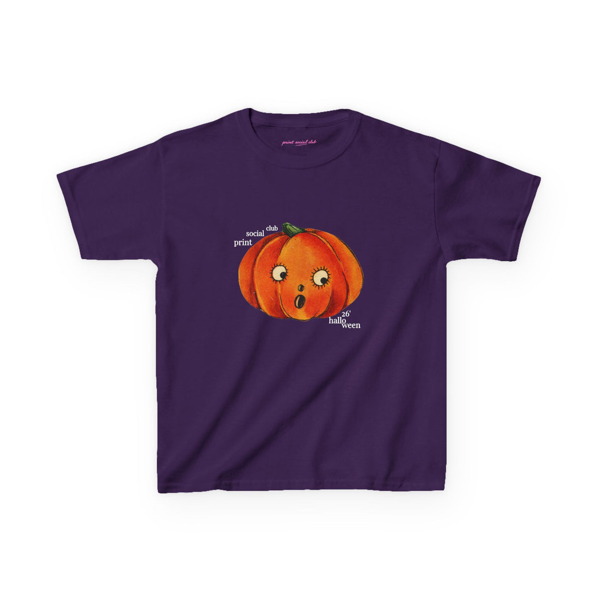 Halloween 26 Baby Tee in Purple, front