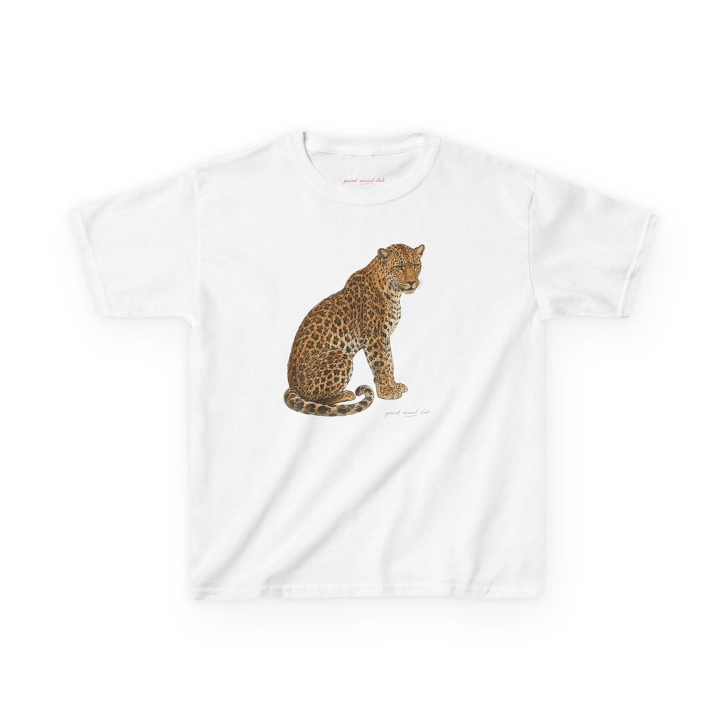 Watercolor Leopard Baby Tee in White, front