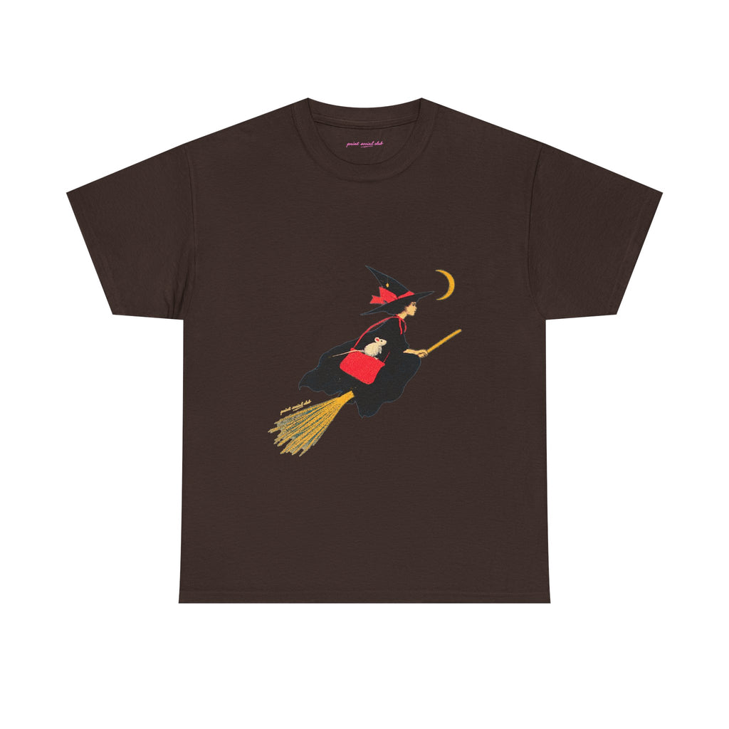 Flying Witch Classic Tee in Dark Chocolate, front