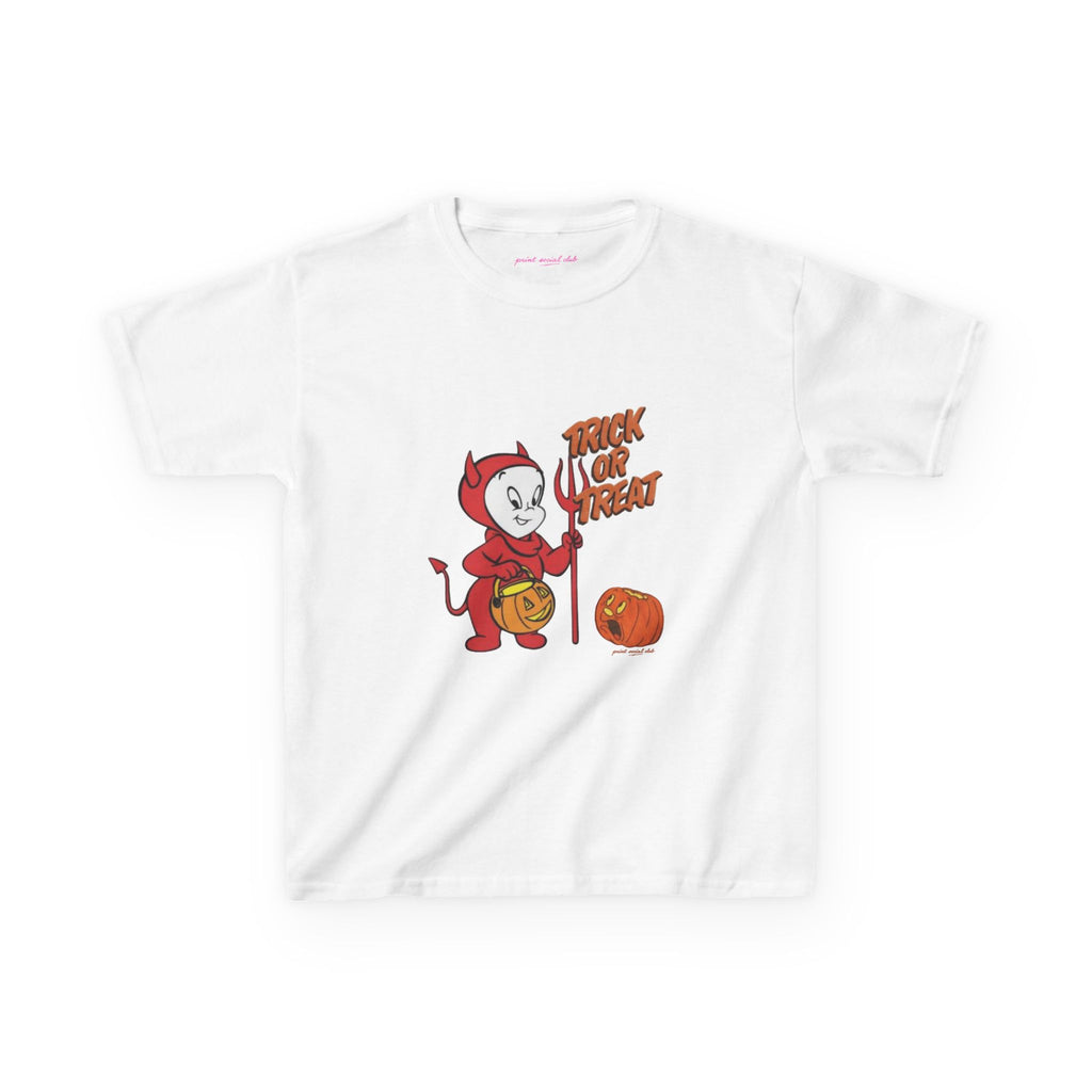Little Devil Baby Tee in White, front