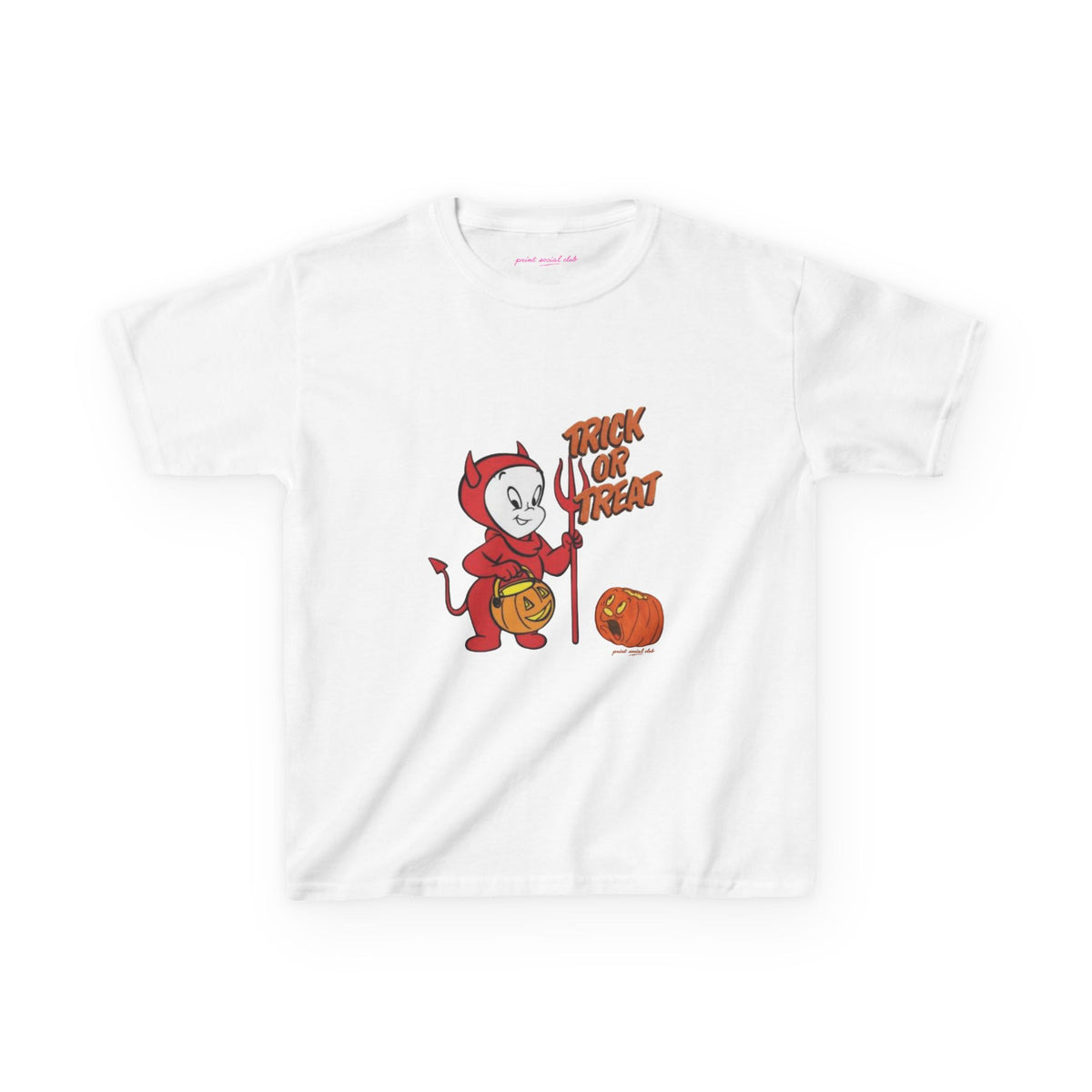 Little Devil Baby Tee in White, front