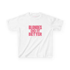 Blondes Do It Better Baby Tee in White, front