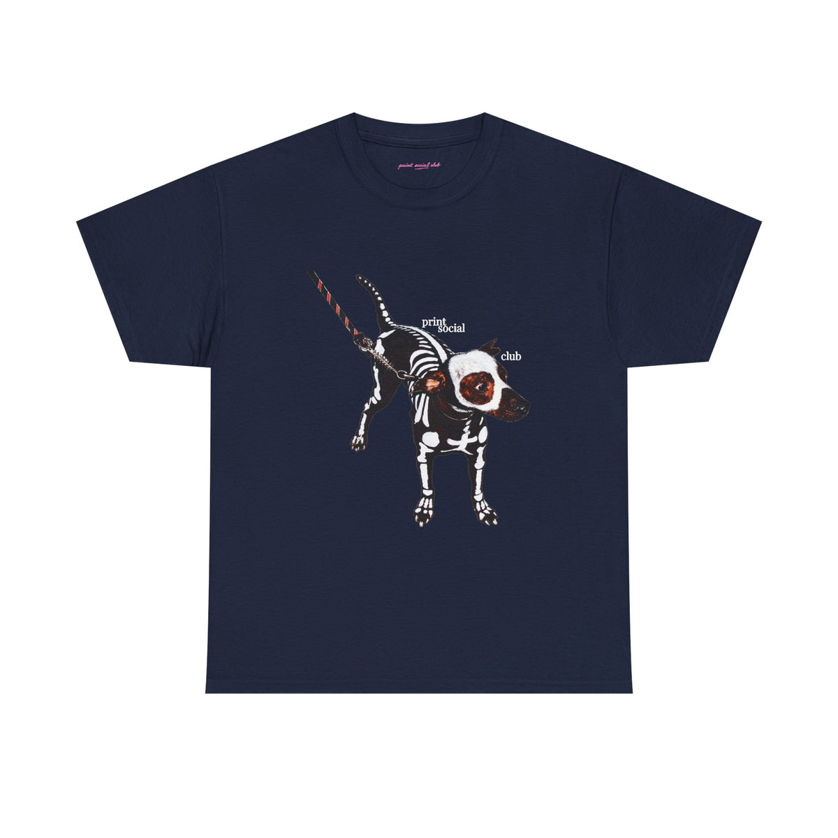 Skeleton Dog Classic Tee in Navy, front