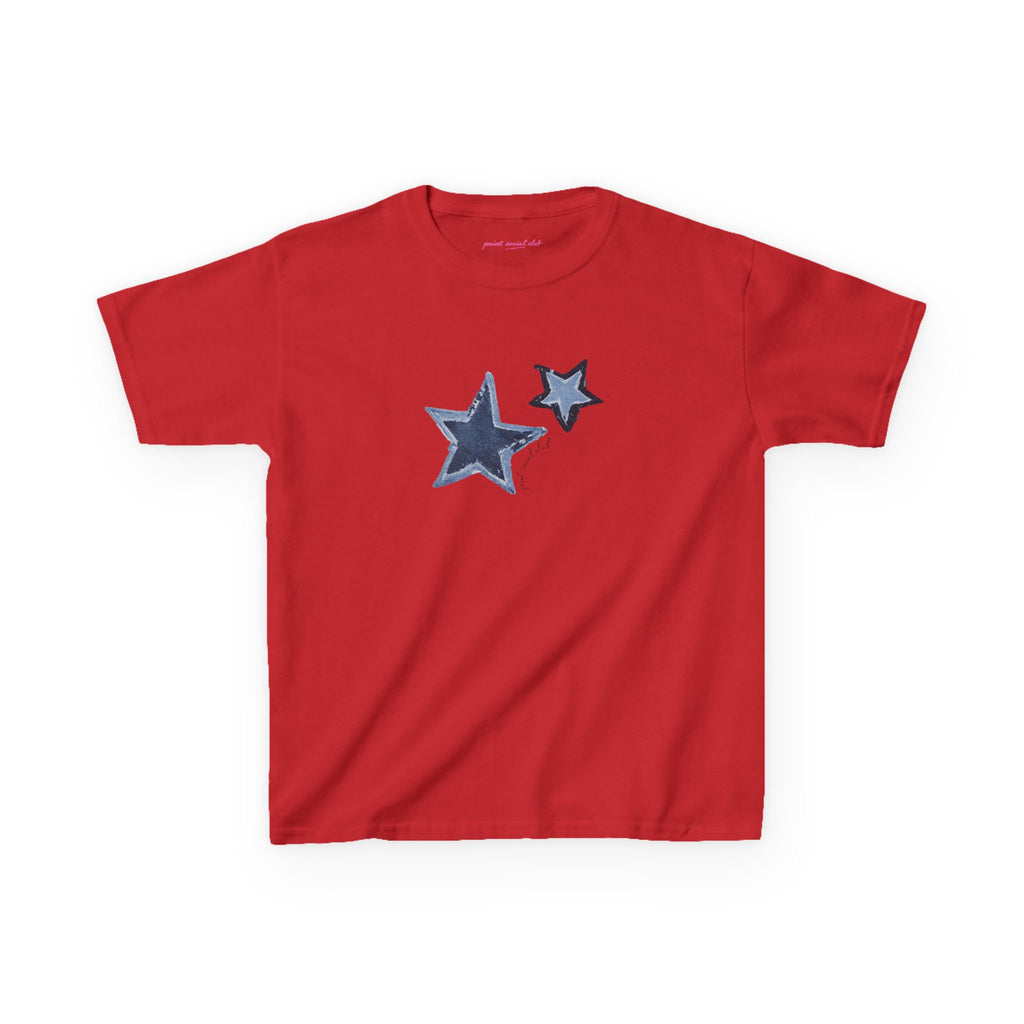 Shooting Stars baby tee in Red, front