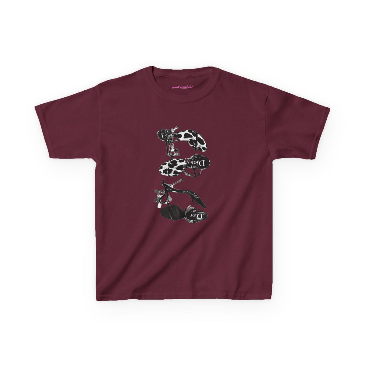 Heels Baby Tee in Maroon, front