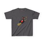 Flying Witch Baby Tee in Charcoal, front
