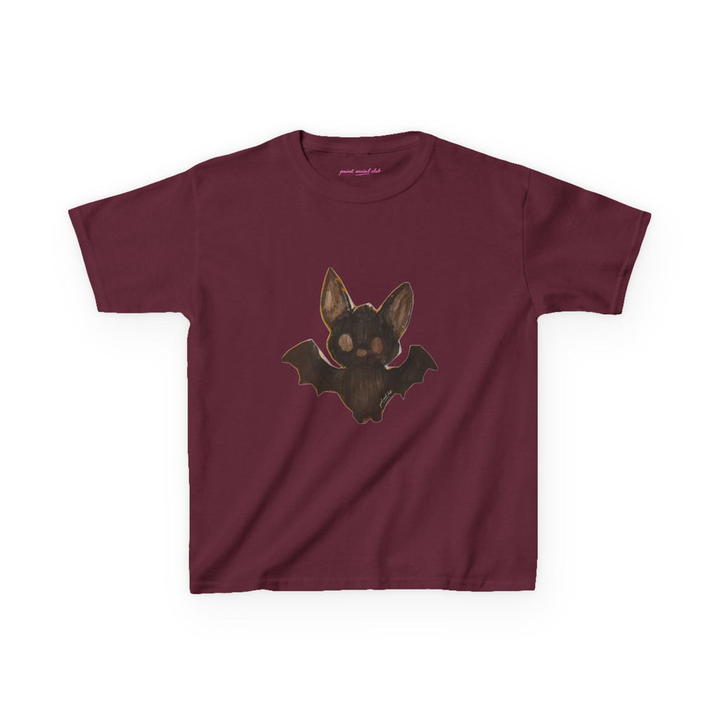 Little Bat Baby Tee in Maroon, front