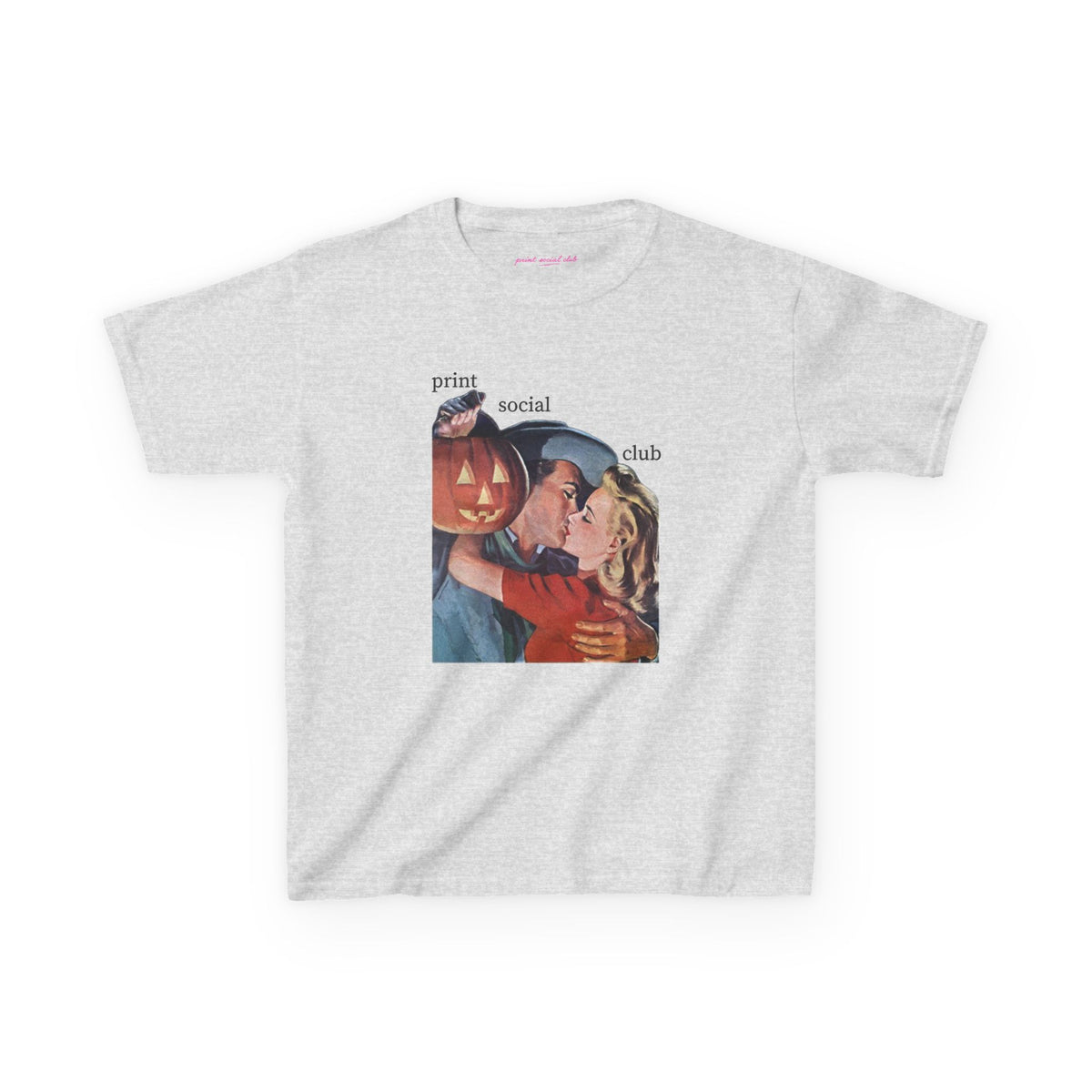 Pumpkin Kiss Baby Tee in Ash, front