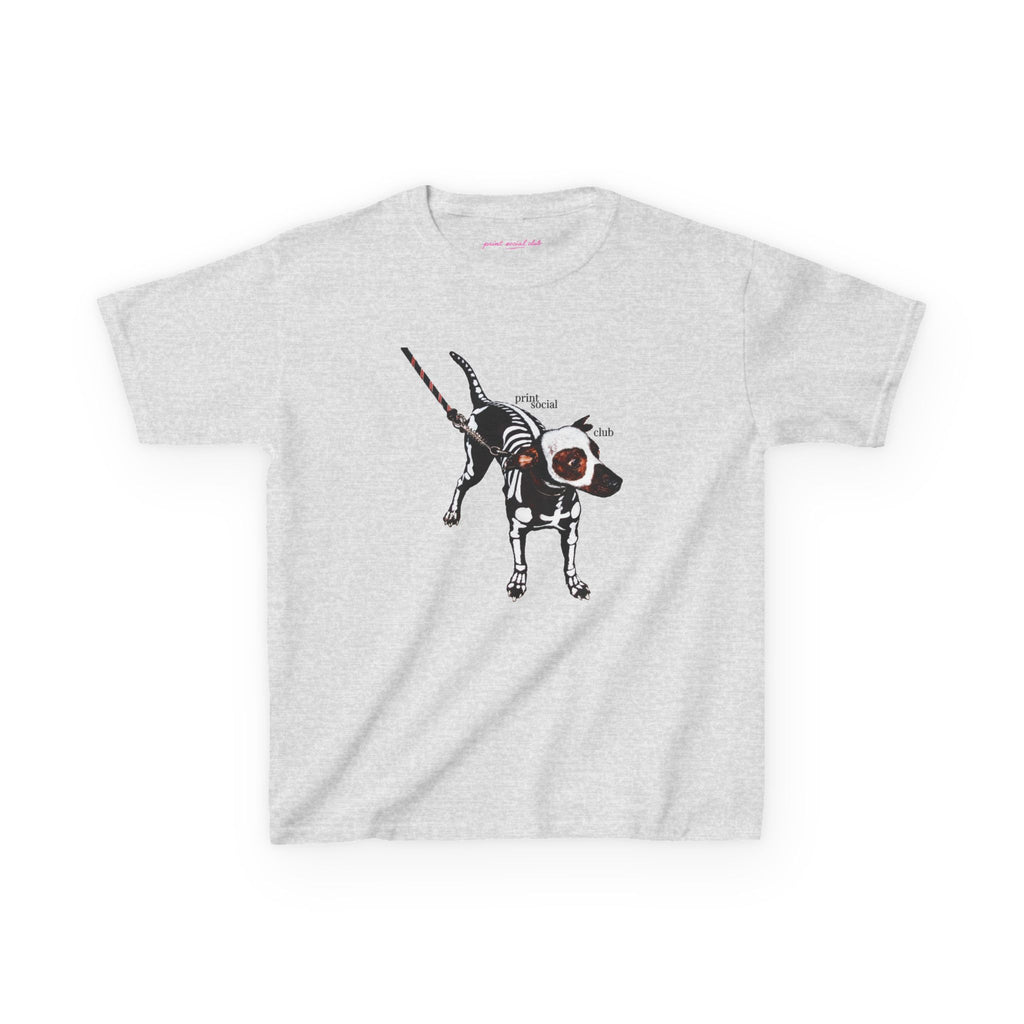 Skeleton Dog Baby Tee in Ash, front