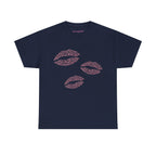 Print Kisses Classic Tee in Navy, front