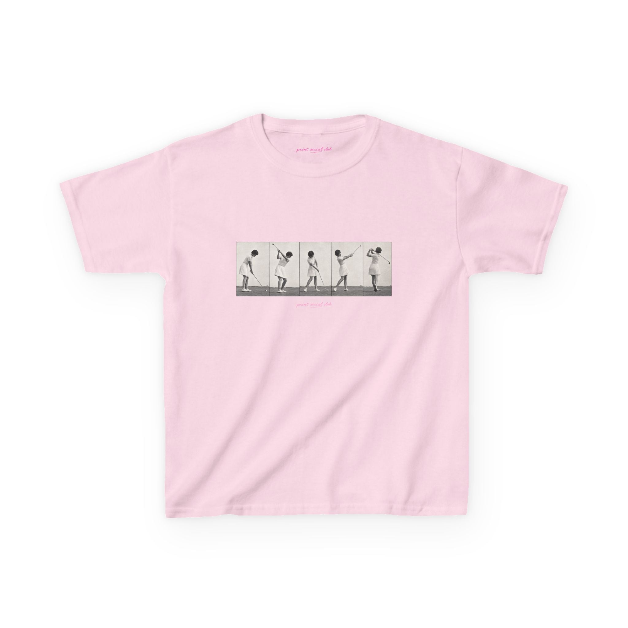 PSC Golf Club Baby Tee in Light Pink, front