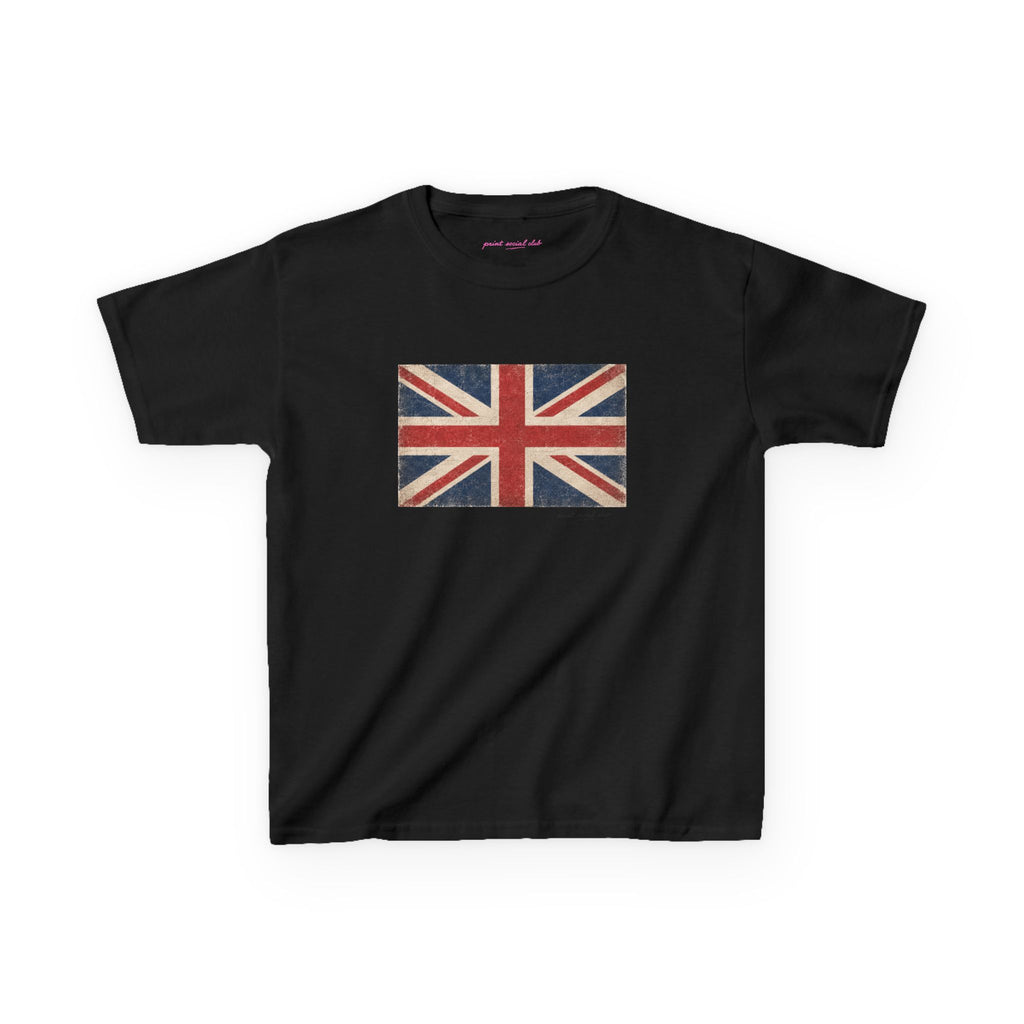 United Jack Baby Tee in Black, front