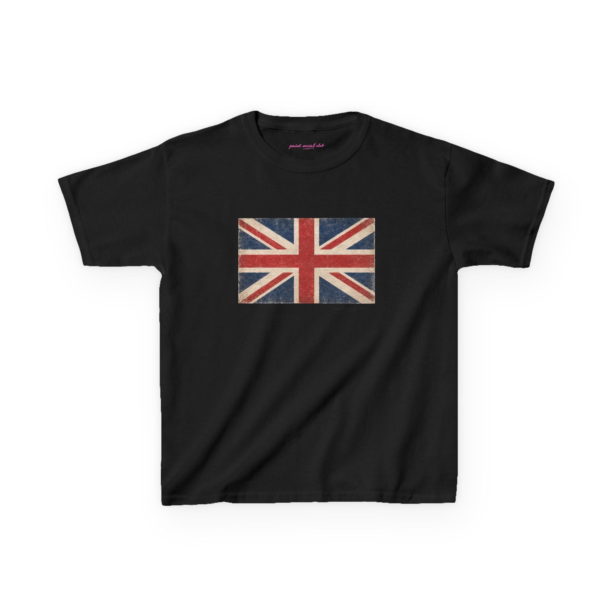United Jack Baby Tee in Black, front