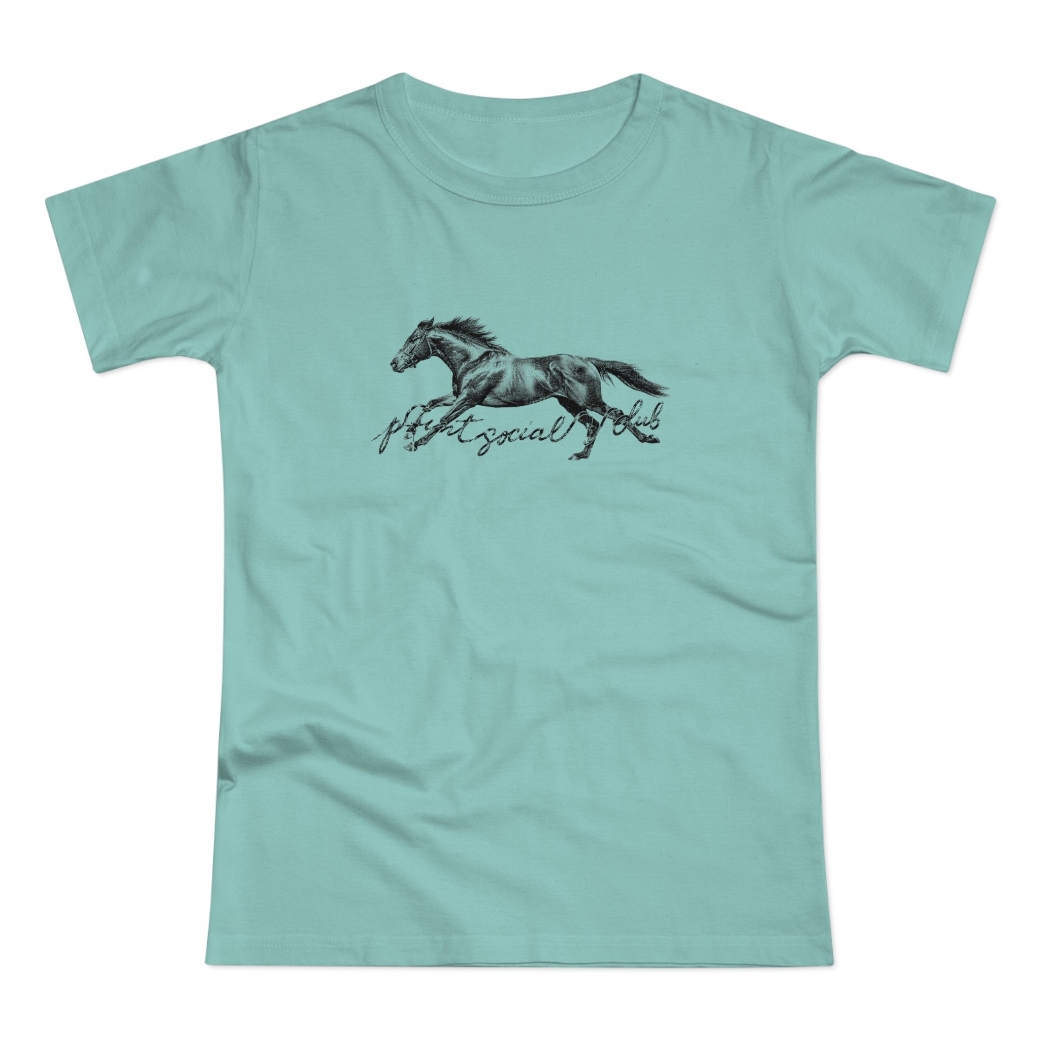 The Horse print on millennial mint women's fitted tee, front view