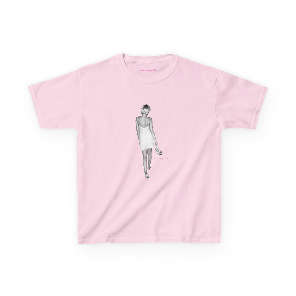Heels in Hand Baby Tee in Light Pink, front