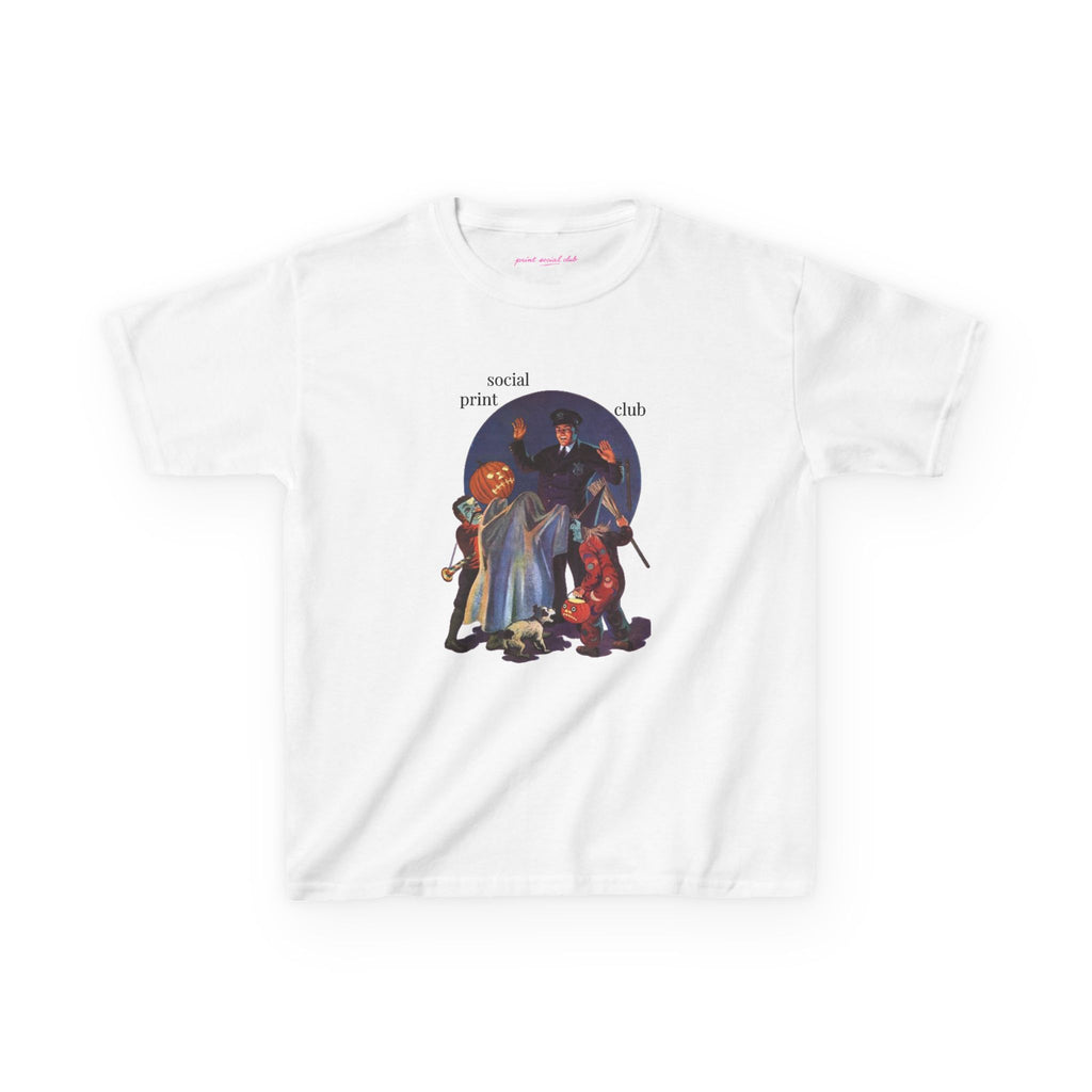 Trick Or Treaters Baby Tee in White, front