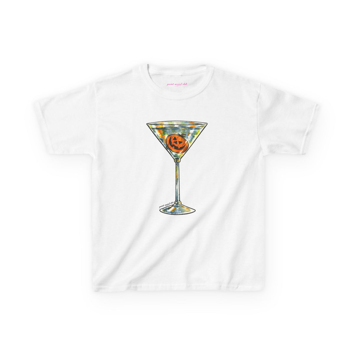 Pumpkin Martini Baby Tee in White, front