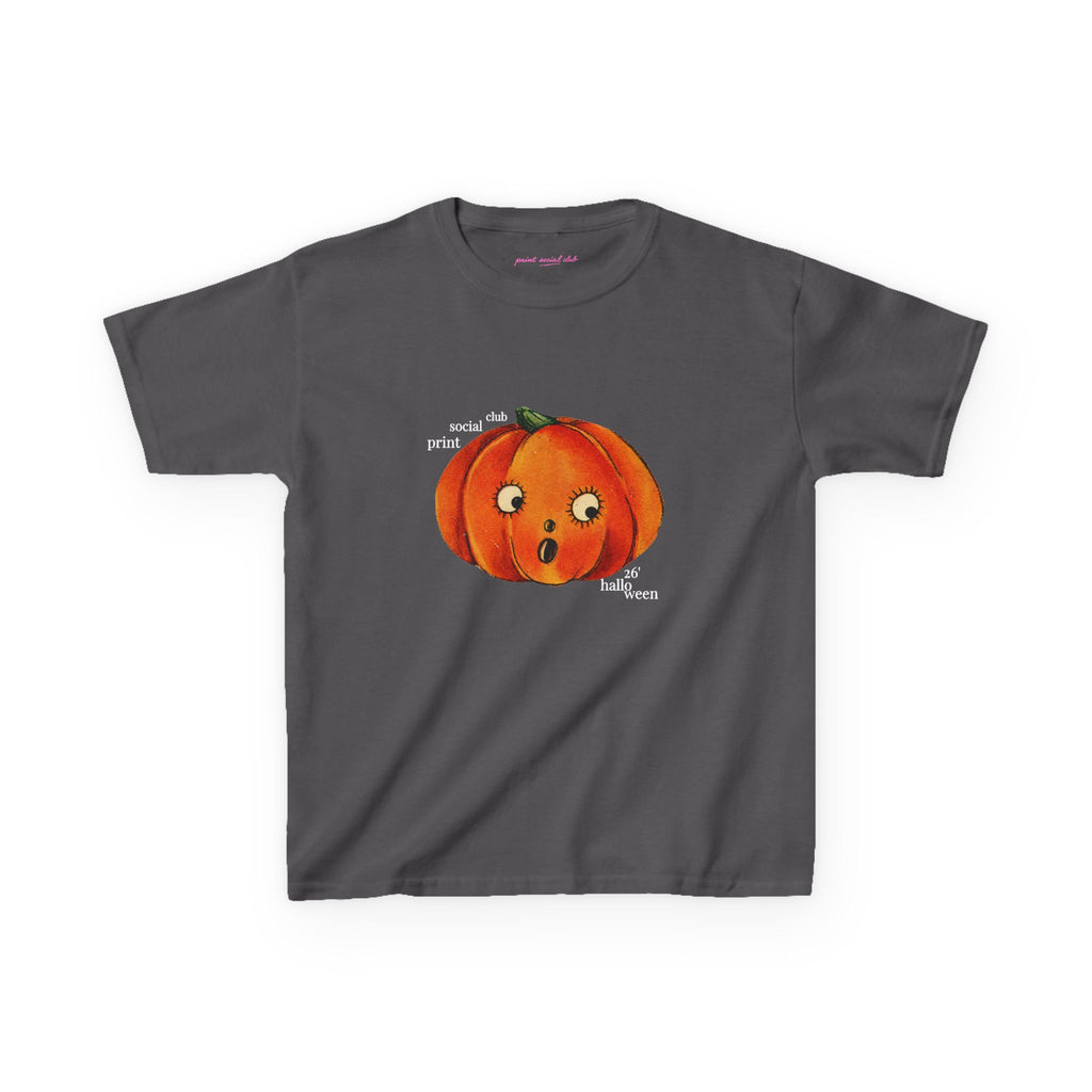 Halloween 26 Baby Tee in Charcoal, front