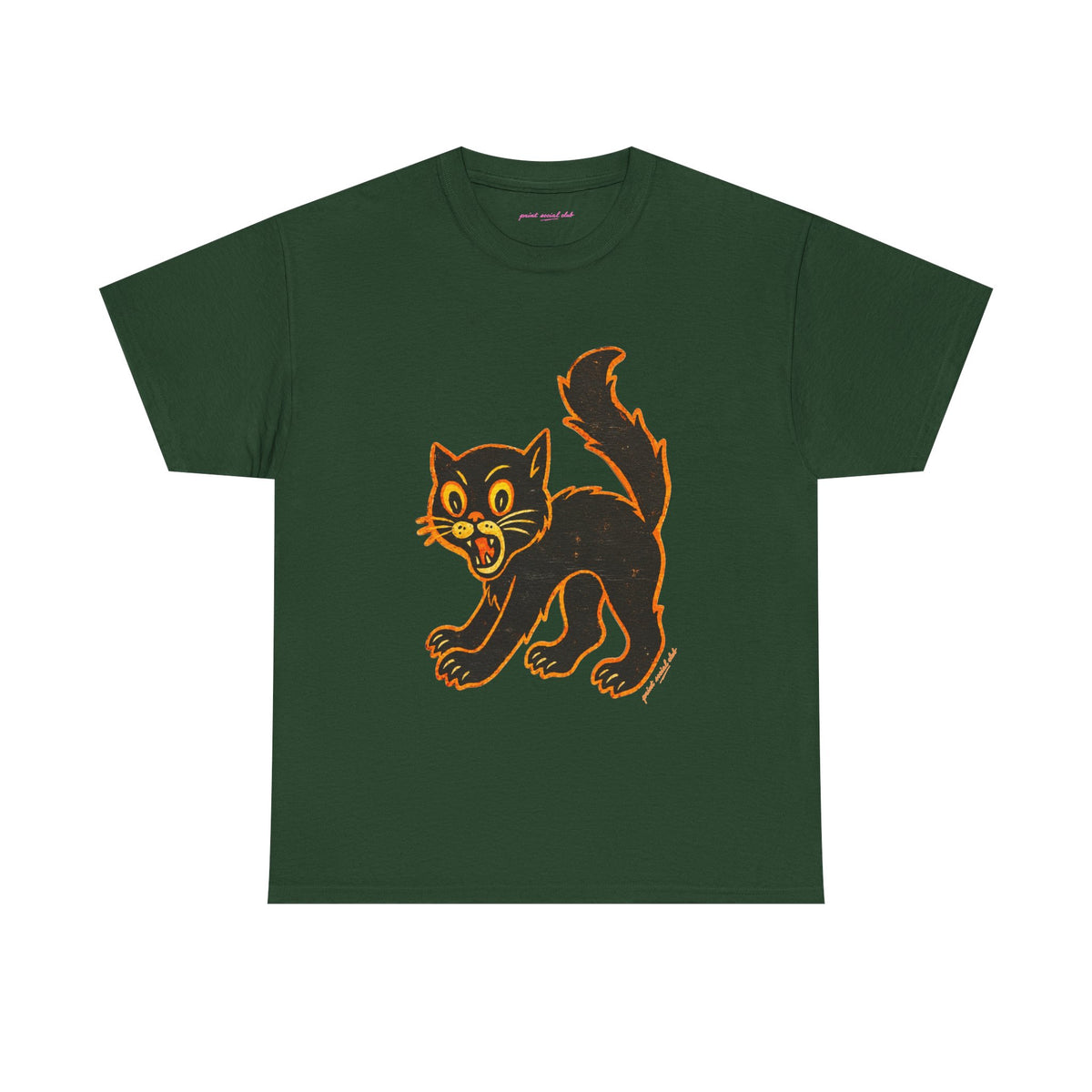 Black Cat Classic Tee in Forest Green, front