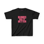 Blondes Do It Better Baby Tee in Black, front