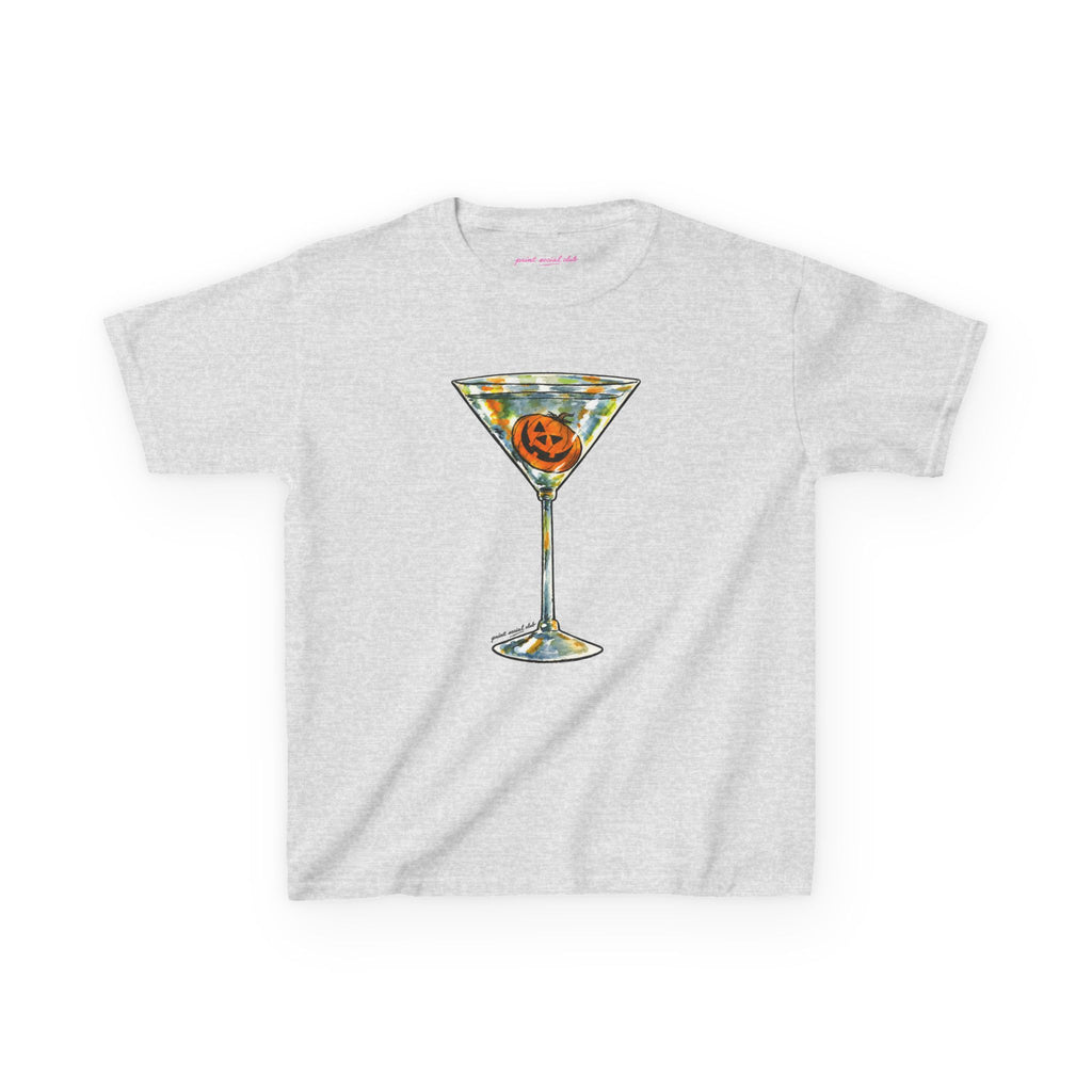 Pumpkin Martini Baby Tee in Ash, front