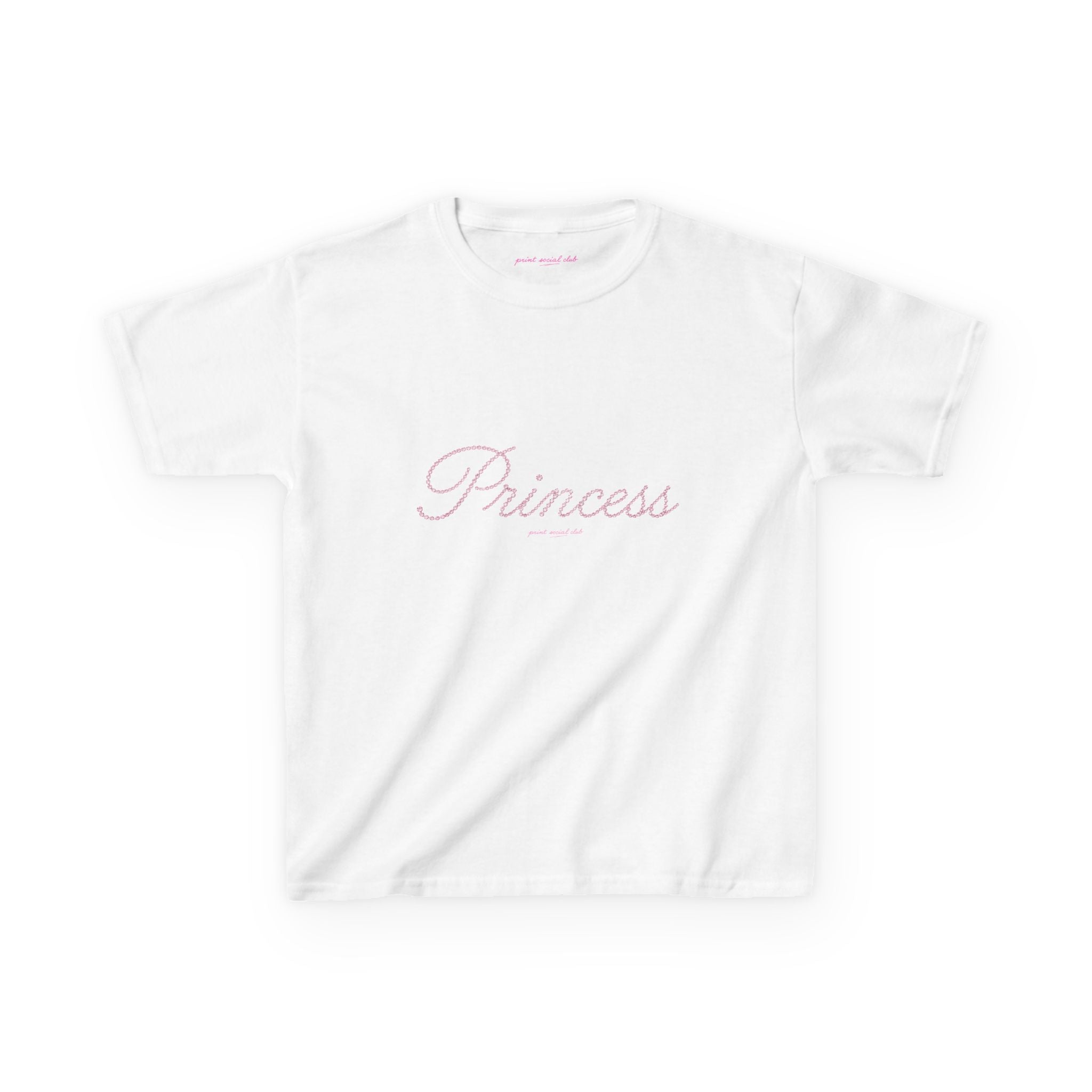 Pink Princess Baby Tee in White, front