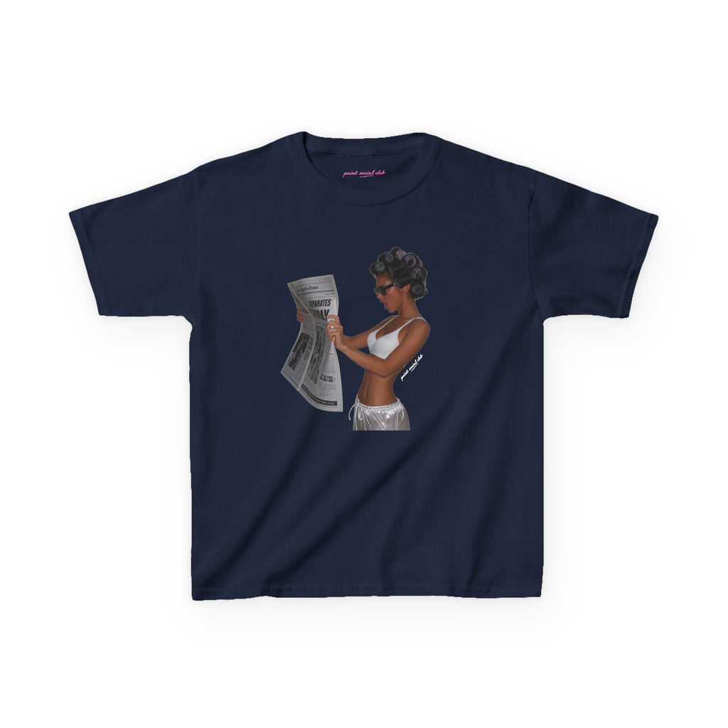 News Baby Tee in Navy, front