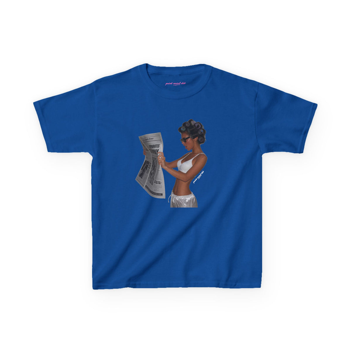 News Baby Tee in Royal, front