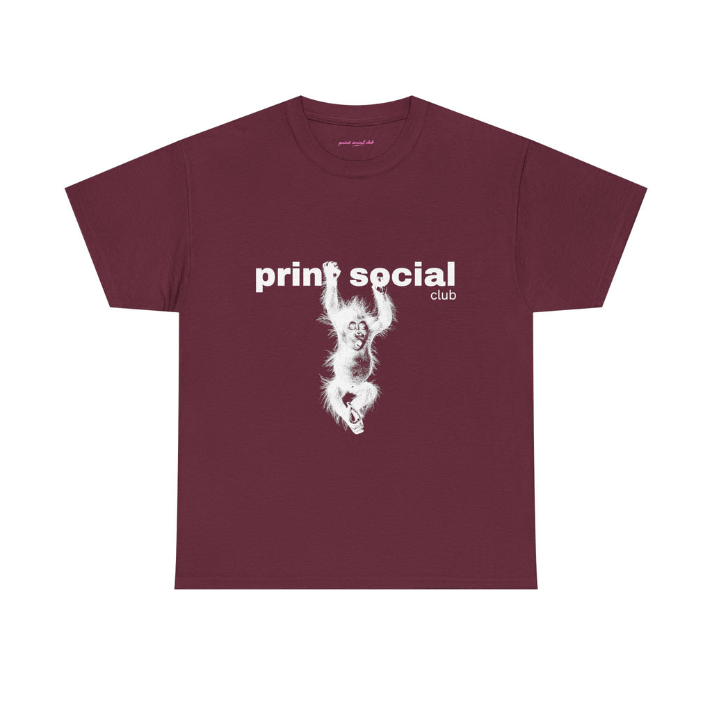 Save Wild Monkeys Classic Tee in Maroon, front