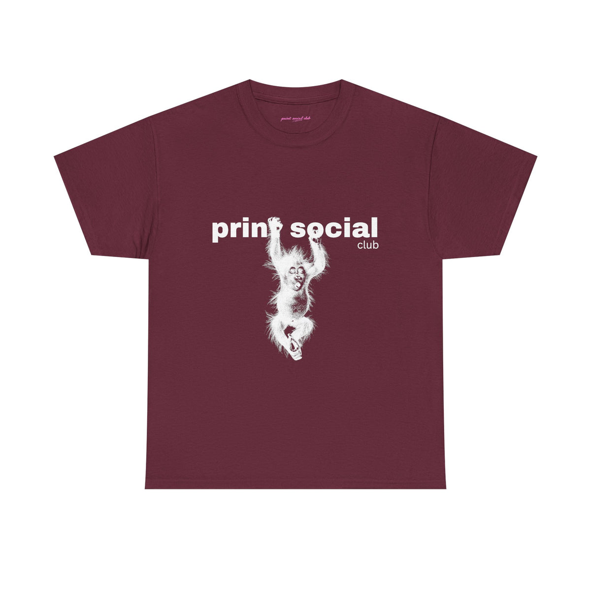 Save Wild Monkeys Classic Tee in Maroon, front