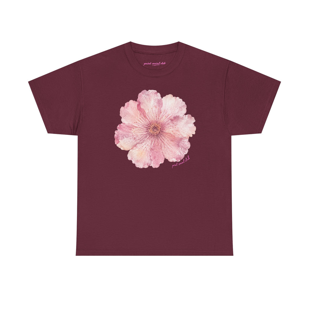 He Sent Flowers Classic Tee in Maroon, front