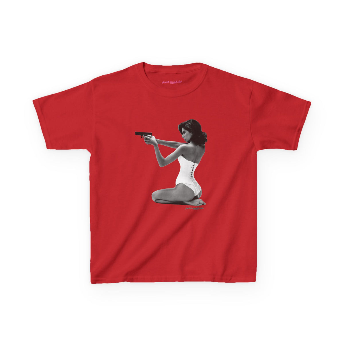Hands-Up Baby Tee in Red, front