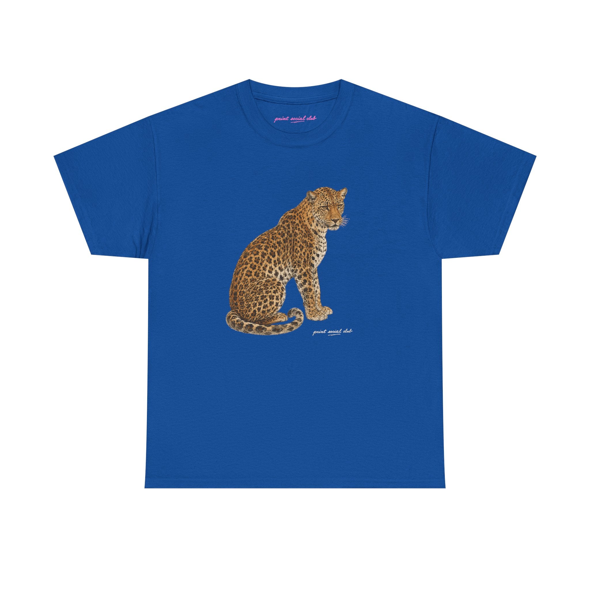 Watercolor Leopard Classic Tee in Royal, front