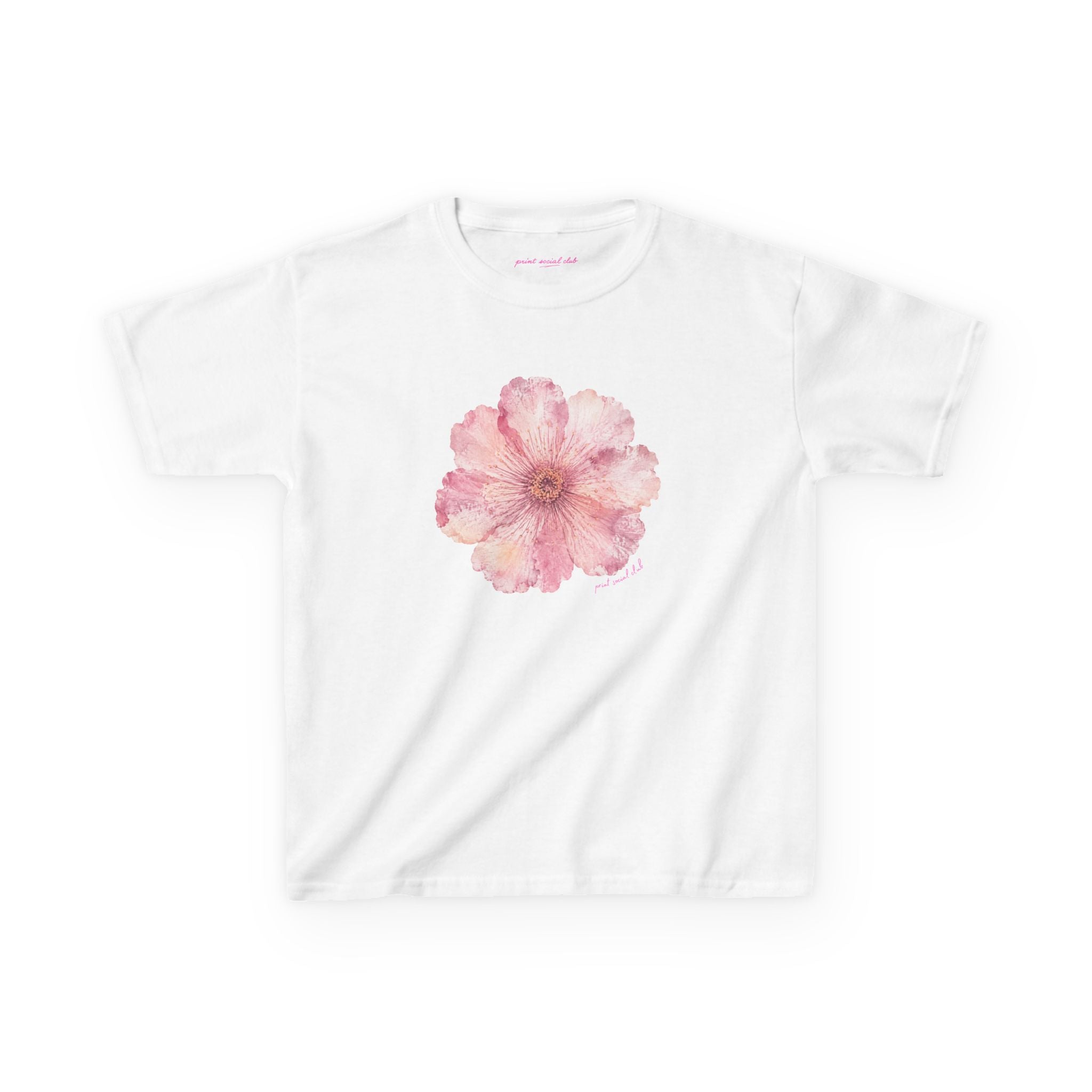 He Sent Flowers Baby Tee in White, front