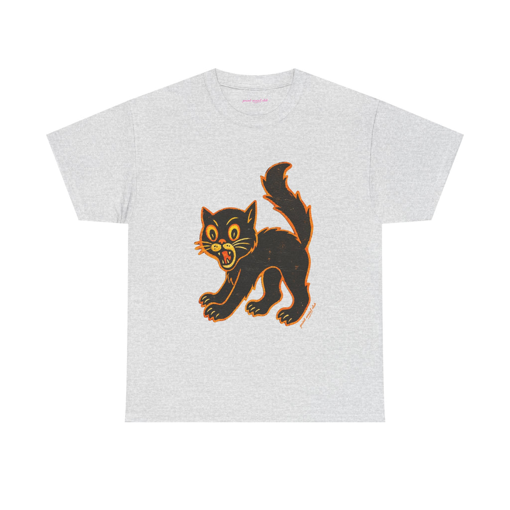 Black Cat Classic Tee in Ash, front