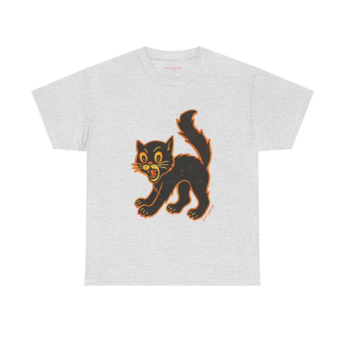 Black Cat Classic Tee in Ash, front