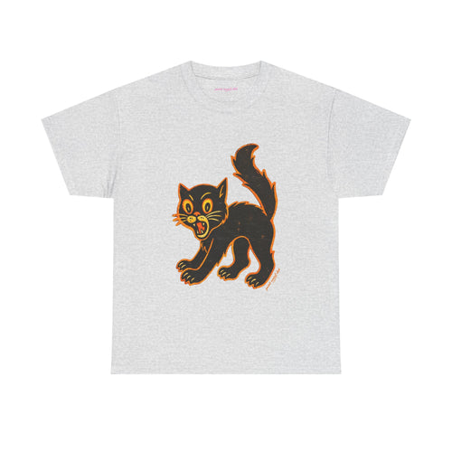 Black Cat Classic Tee in Ash, front