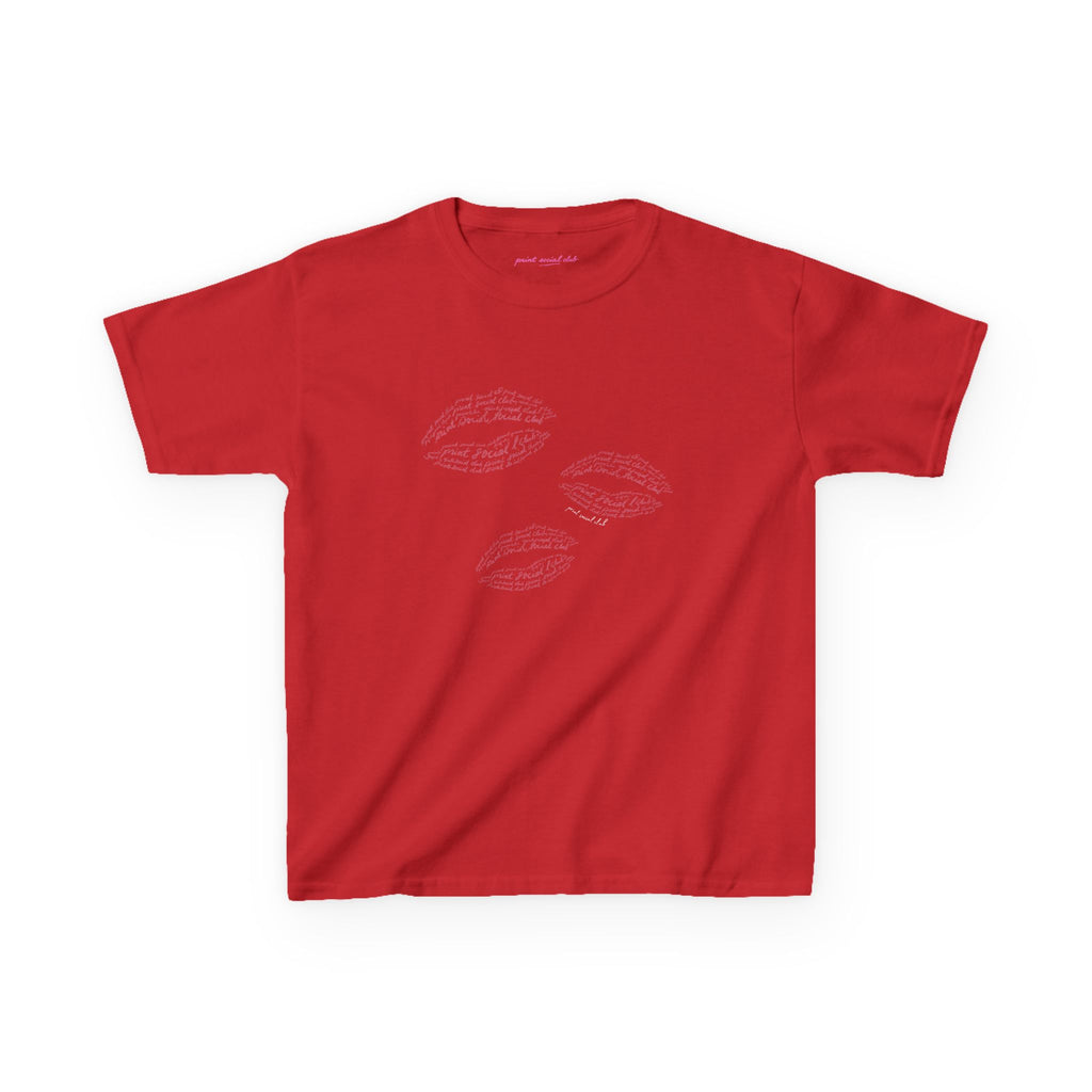 Print Kisses Baby Tee in Red, front