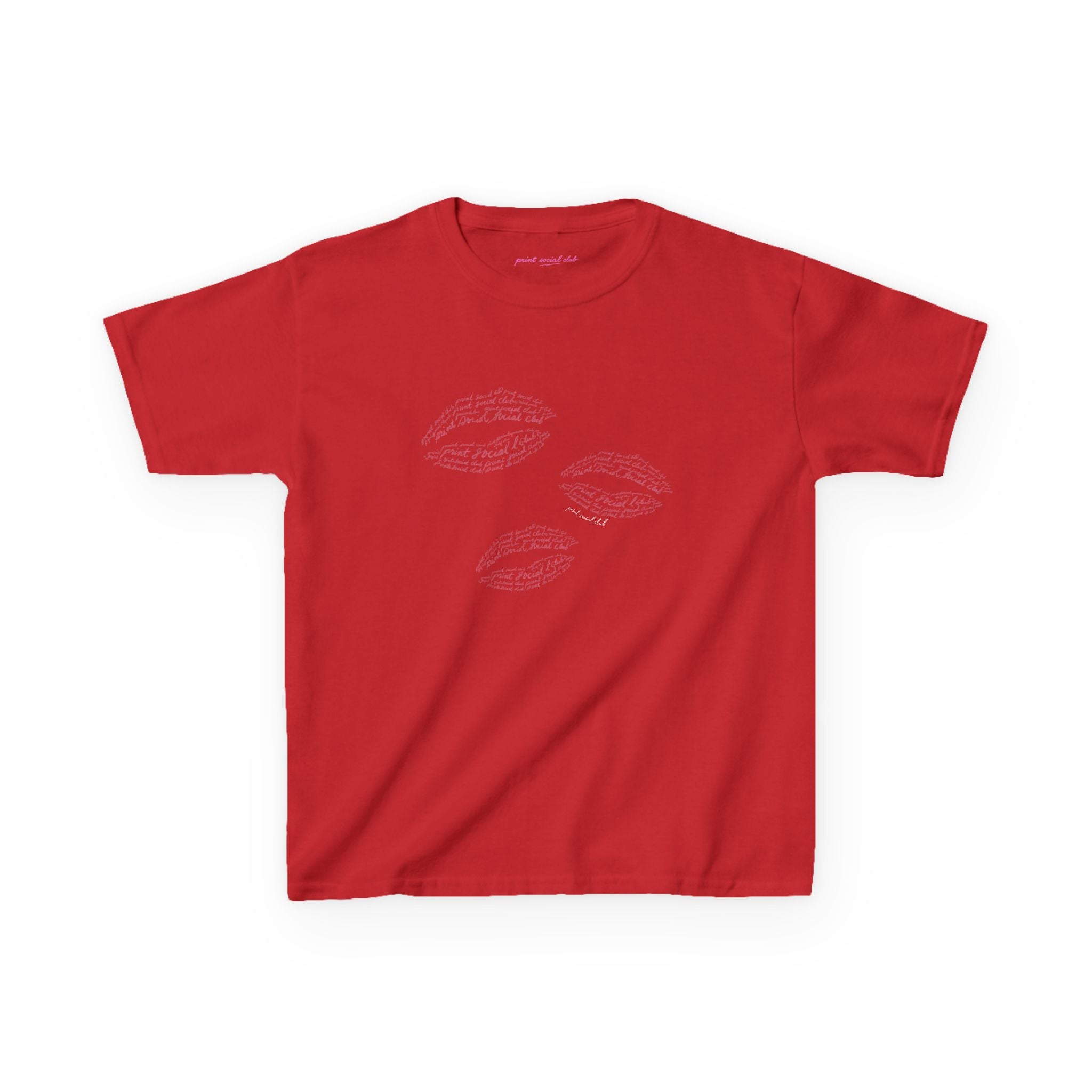 Print Kisses Baby Tee in Red, front